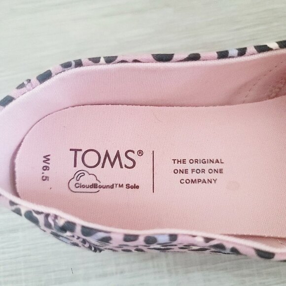 Toms Alpargata Pink Leopard Print Barbie Slip On Canvas Lisa Frank Shoes 6.5 - Picture 7 of 10